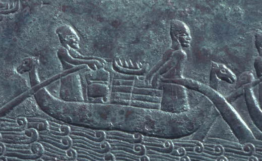 Phoenician boats with horse-head prows on Balawat band